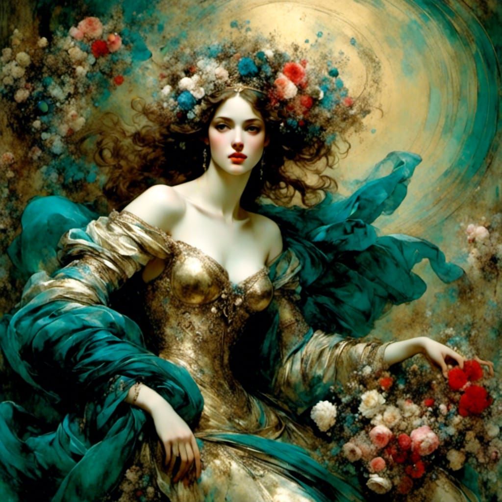 Floral Angel in Alcohol Ink Style