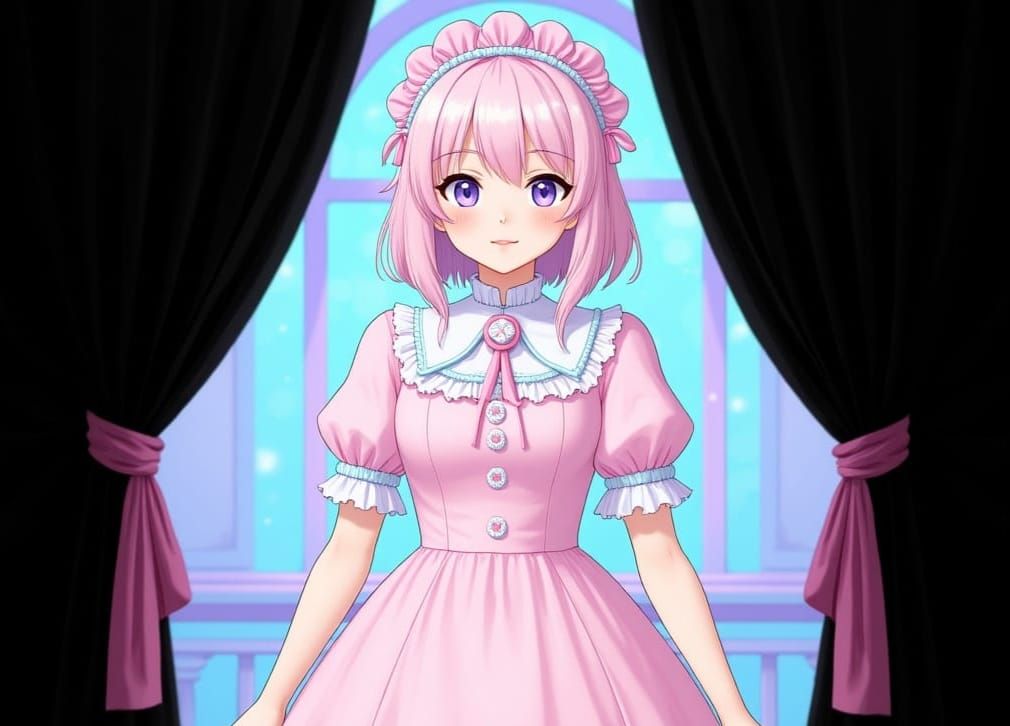 Pastel Goth Teen in Victorian Dress