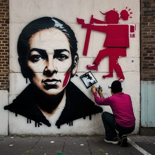 Banksy Street Art Film in Vibrant Stencil Style
