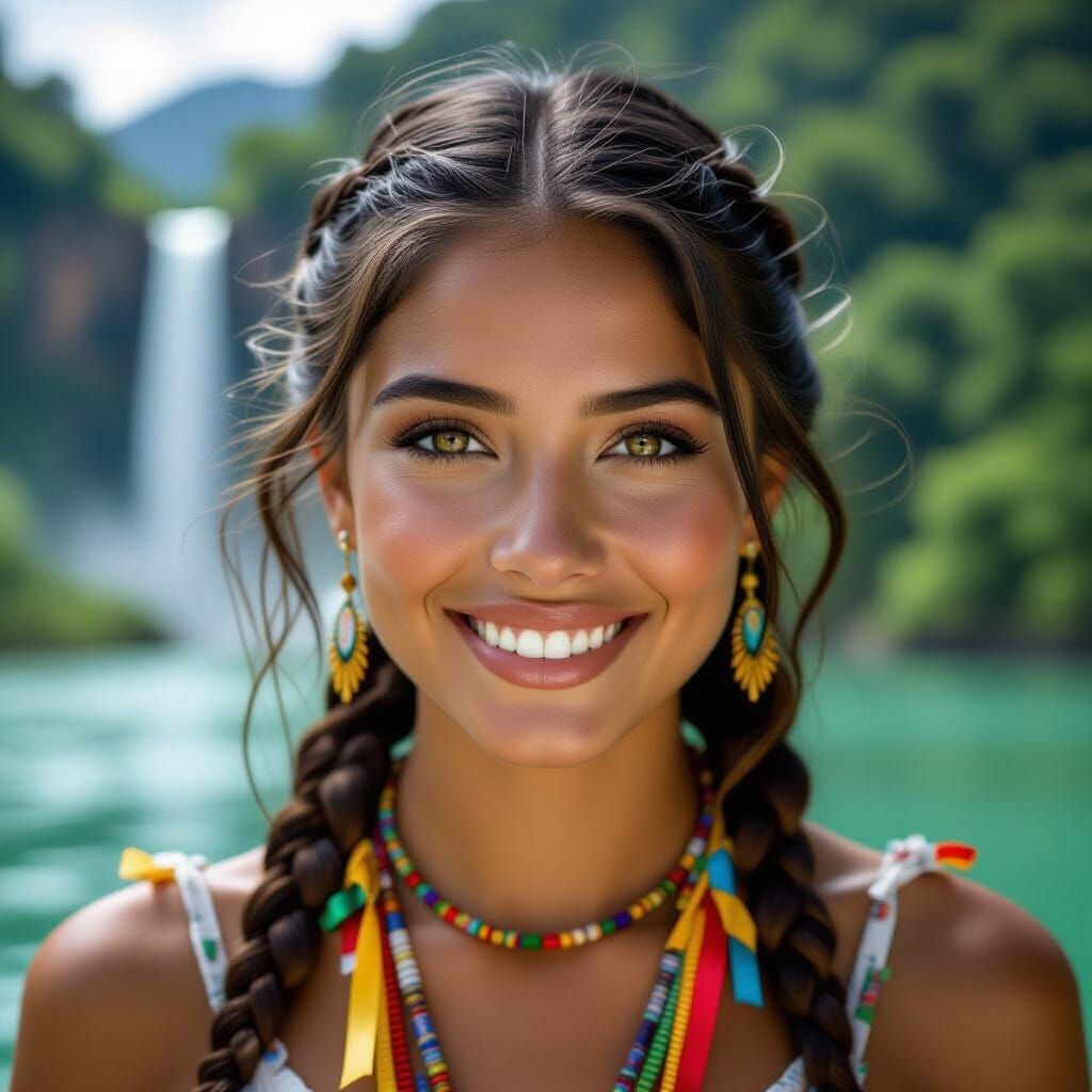 Venezuelan Woman Portrait with Amber Eyes