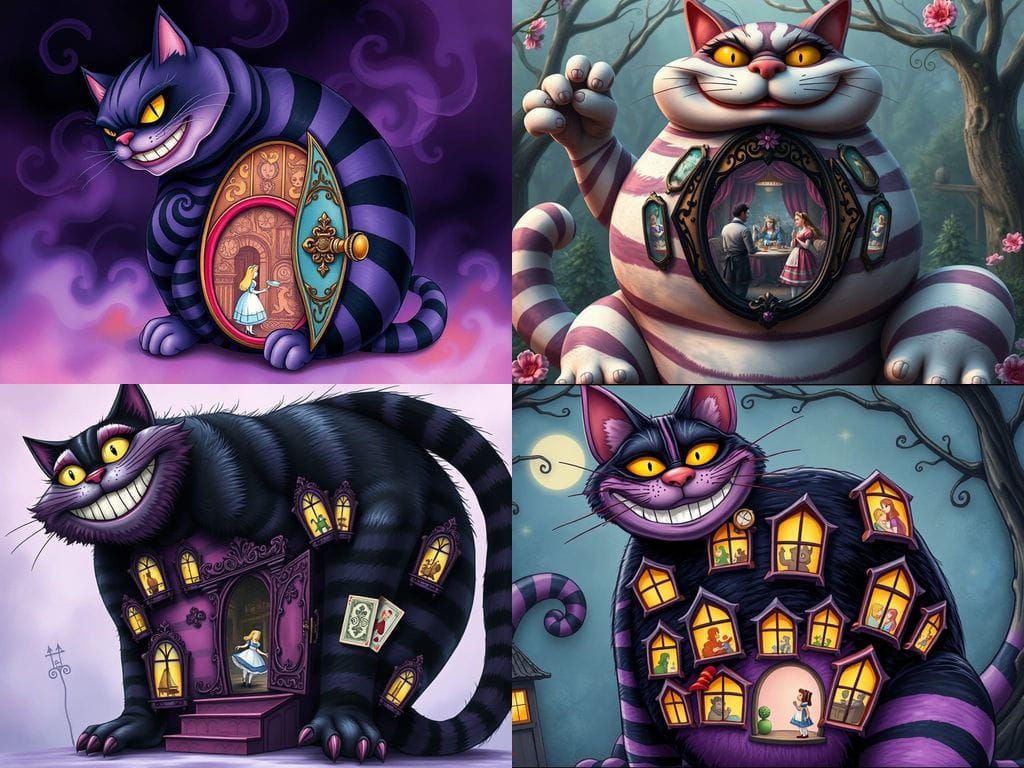 Whimsical Cheshire Cat in Studio Ghibli Style