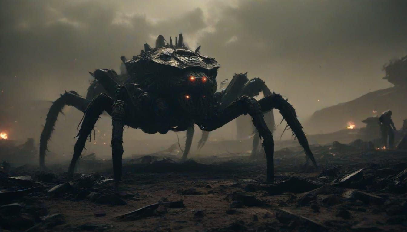 Gritty Alien Battle in Desolate Wasteland