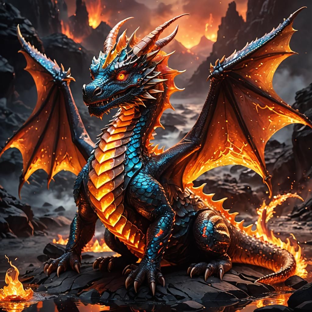 Majestic Baby Dragon Soaring Through Cosmic Dreamscape