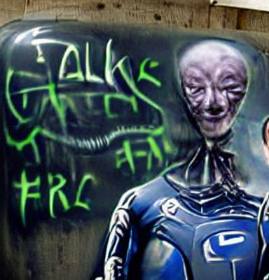 Zuckerberg's Alien Encounter in Graffiti Art