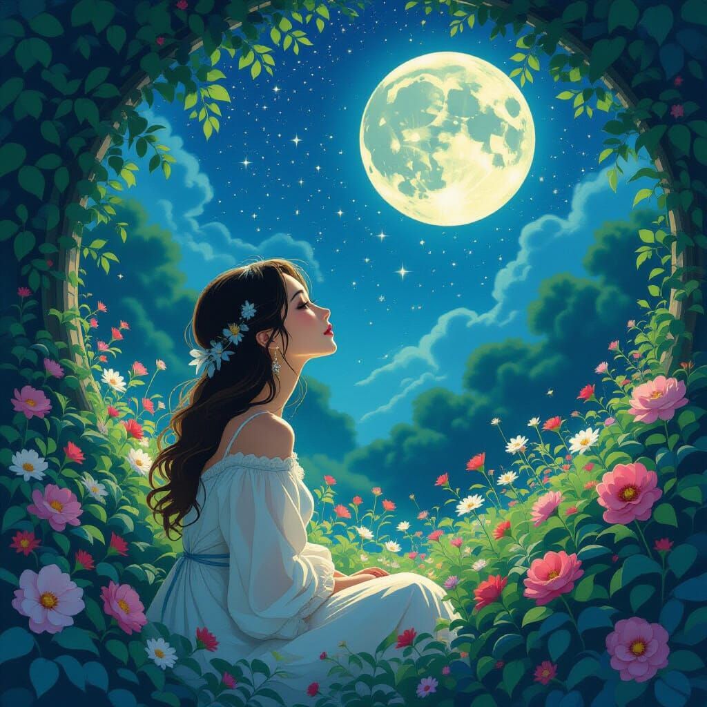 Celestial Garden Dreamscape in Art Nouveau Style