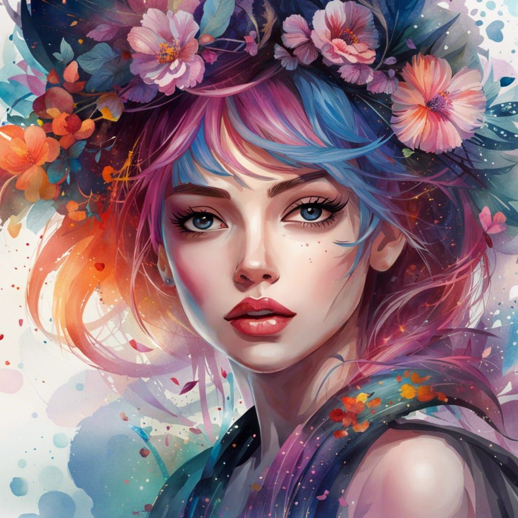 Anime Character in Realistic Watercolor Style