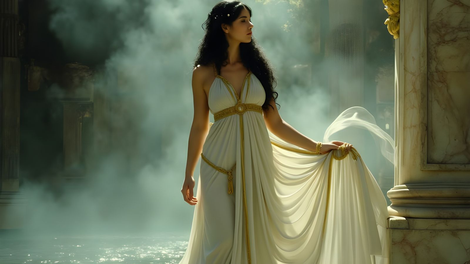 Ancient Greek Goddess Emerges from Mystical Waters