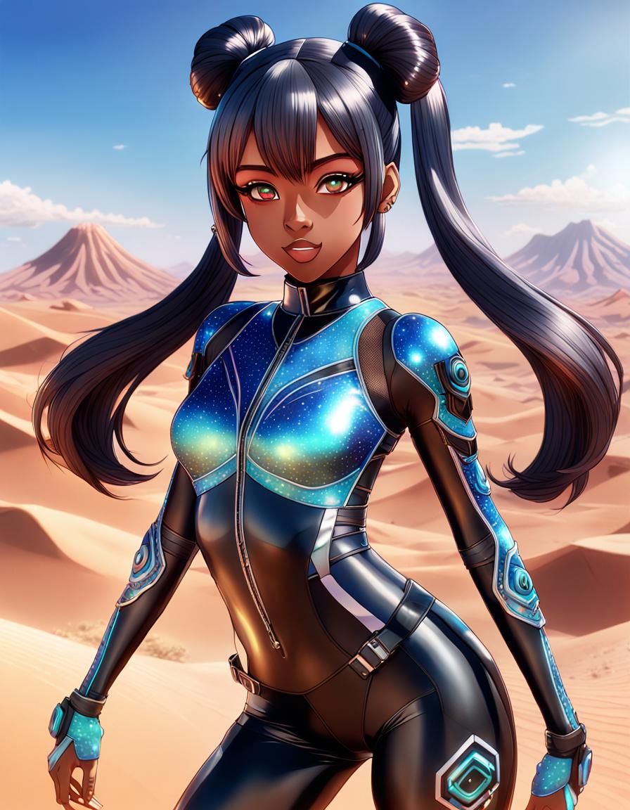 Gorgeous Anime Woman in Arabian Desert