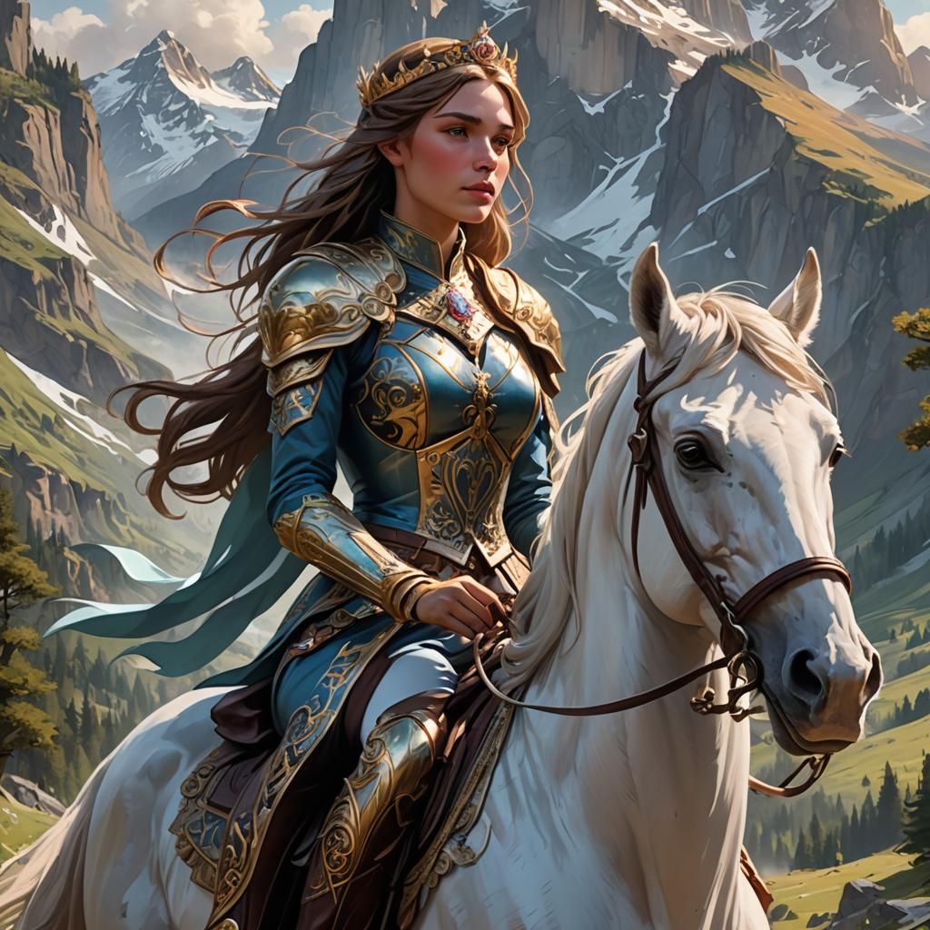 Princess on Horseback: Detailed Fantasy Portrait