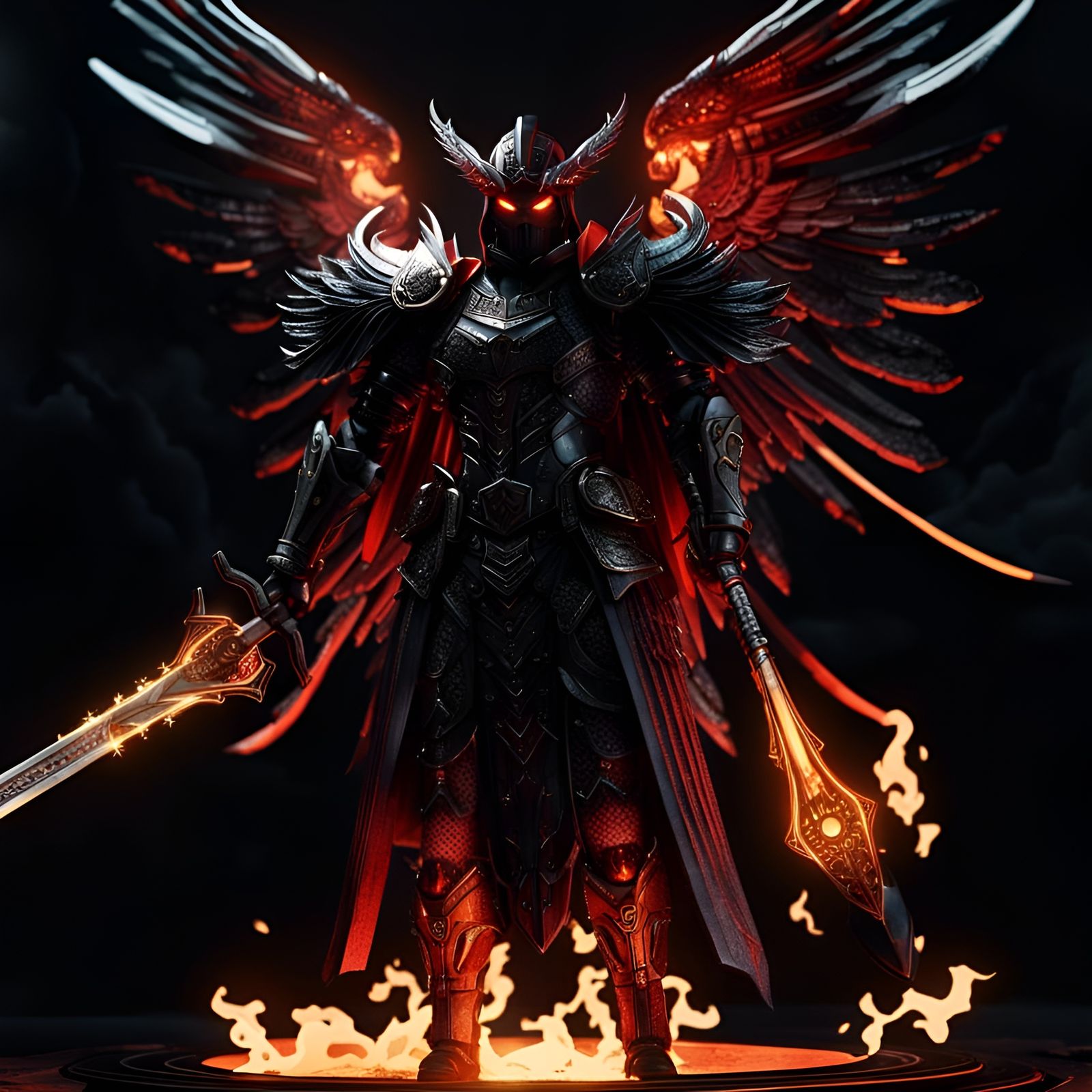 Demonic Archangel in Hellfire Suit Graphic Design