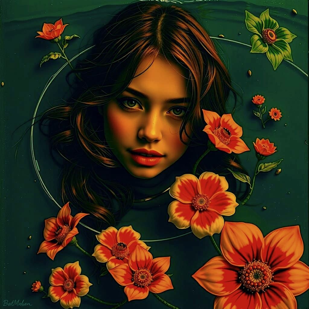 Vibrant Red Abstract Swirls and Spirals