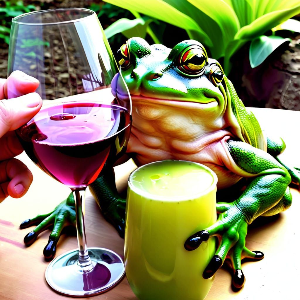 Surreal Wine Gathering in Whimsical Landscape Style