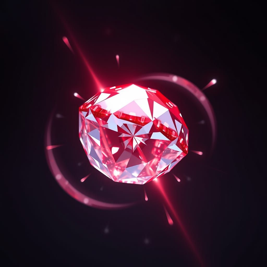 Vibrant Red Diamond in Dynamic Rotation