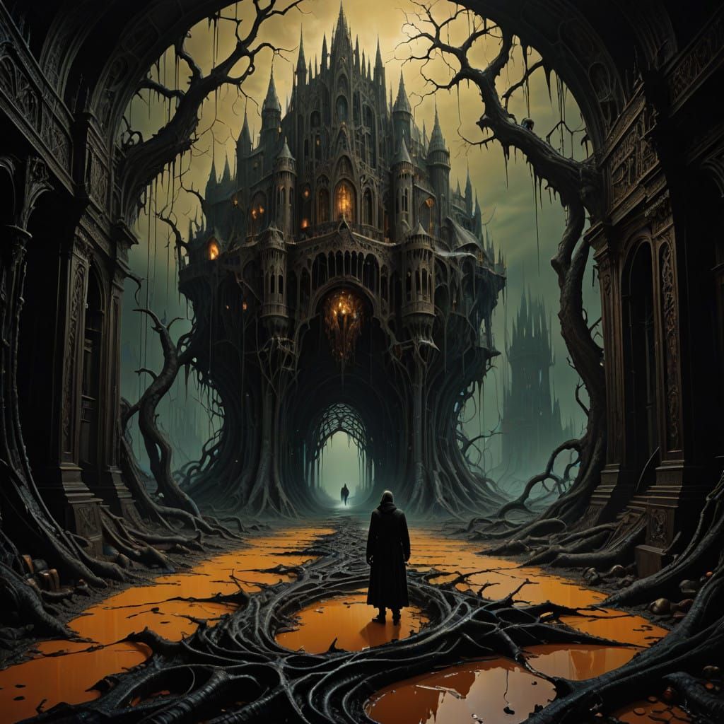 Surreal Gothic Dreamscape in Dark, Twisted Reality