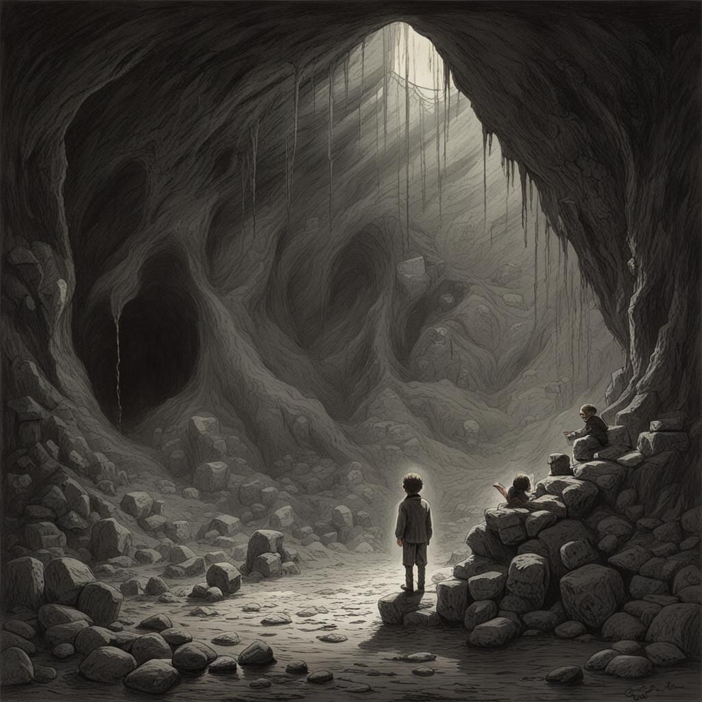 Victorian Boy's Horror Cave Adventure: Doré-Rutkowski Style