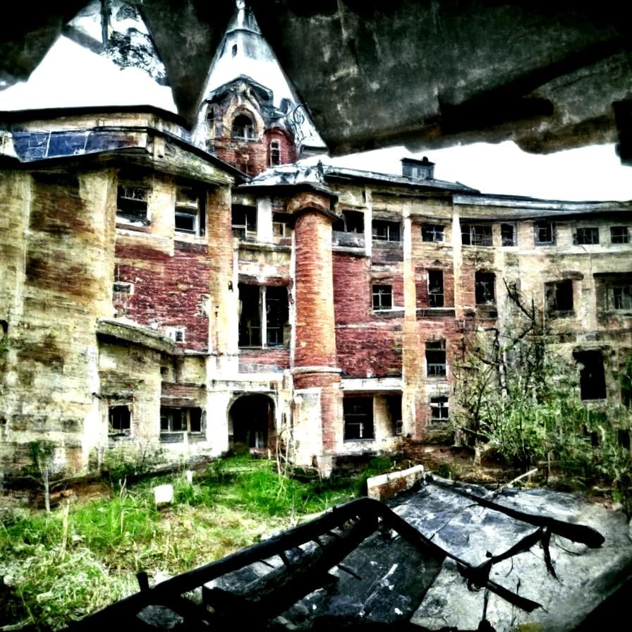 Eerie Abandoned Asylum Landscape