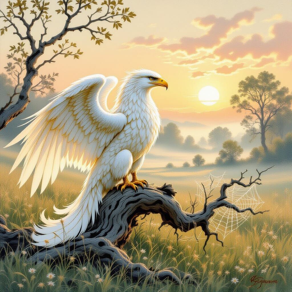 Golden Griffin in Vintage Storybook Style