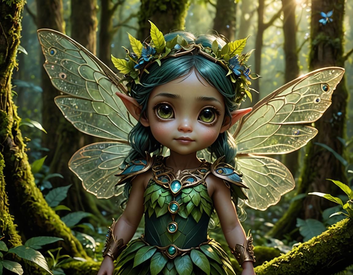 Detailed Sylvan Pixie Portrait in Hyperrealistic Style
