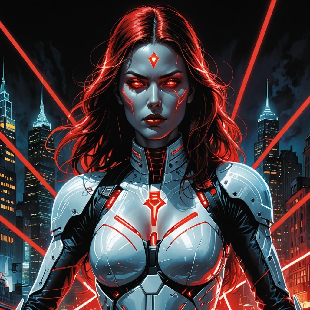 Neon Stockholm Woman Illustration in Cyberpunk Style