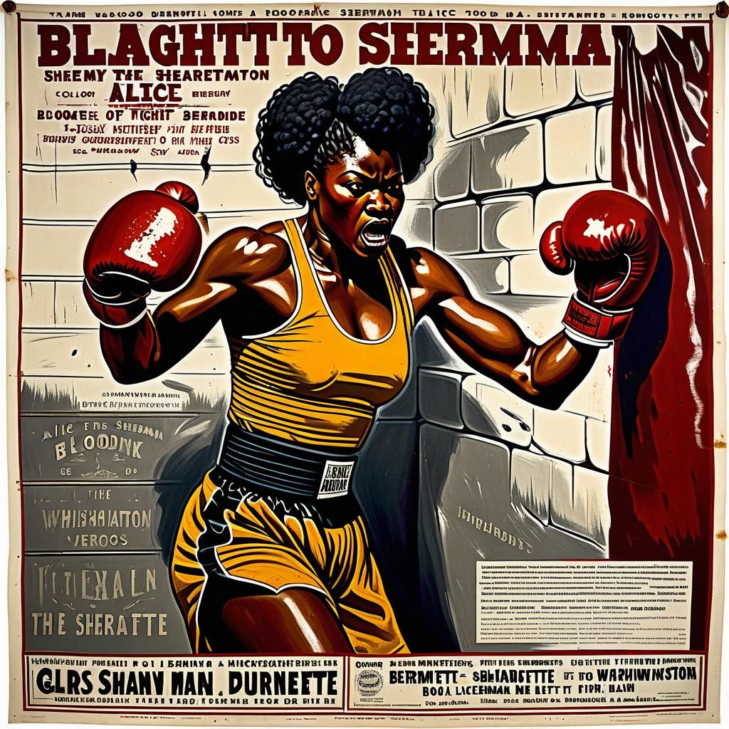 Vintage Boxing Poster of Woman Smashing Wall