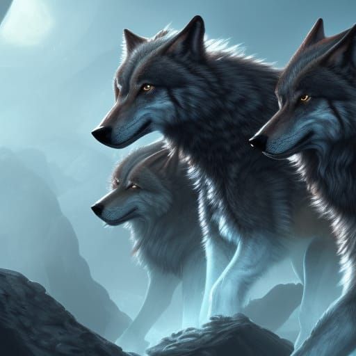 Cerberus as a Wolf in Detailed Matte Painting