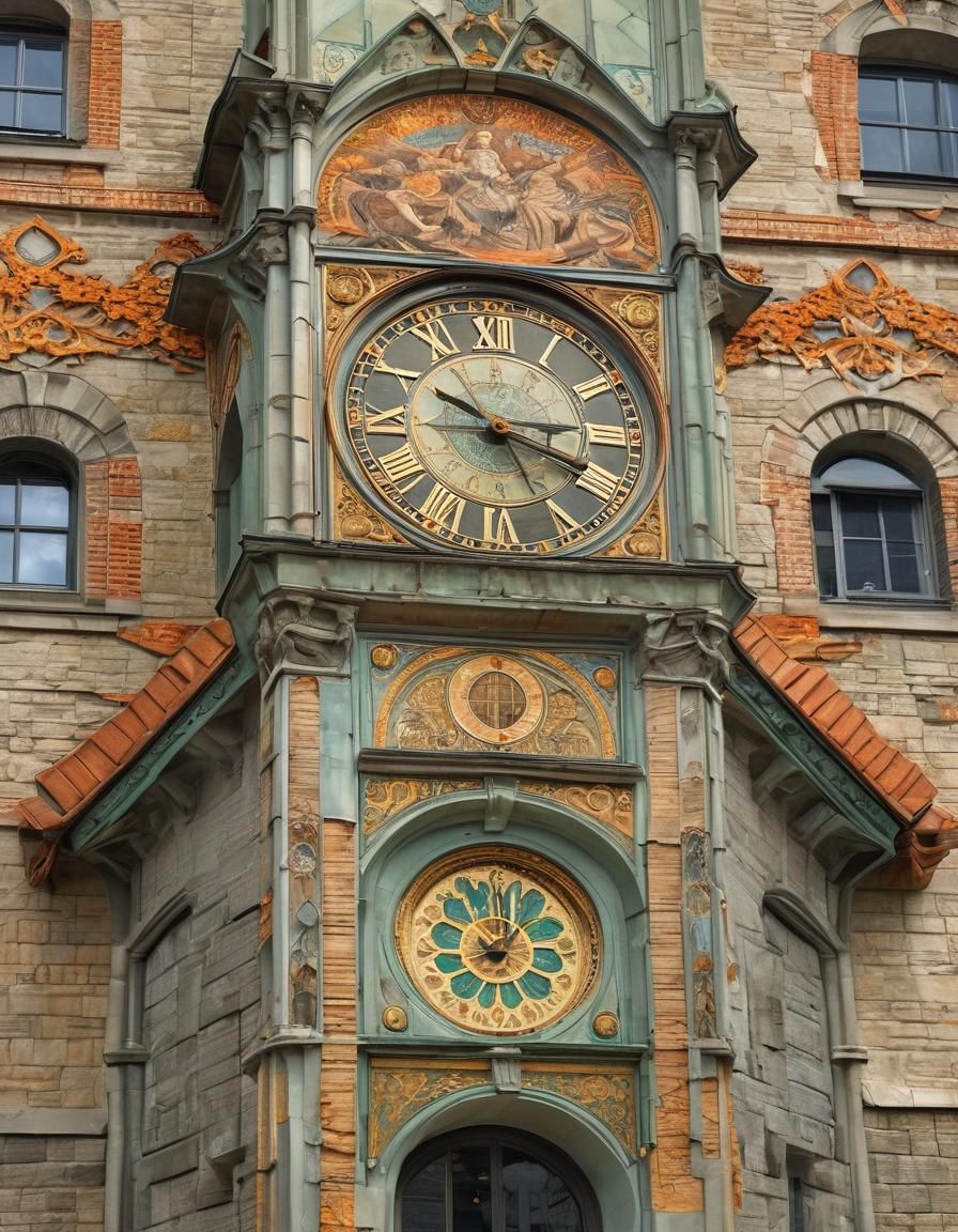 Pizza Clock Tower in Art Nouveau Style
