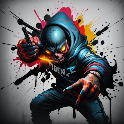 Baby Monster Graffiti Art in Urban Street Style