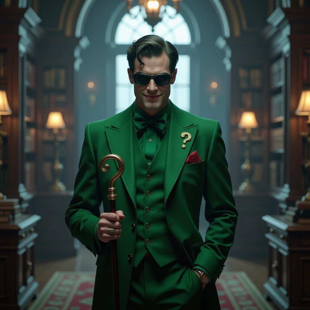 The Riddler's Green Study: Photorealistic DC Comics Portrait