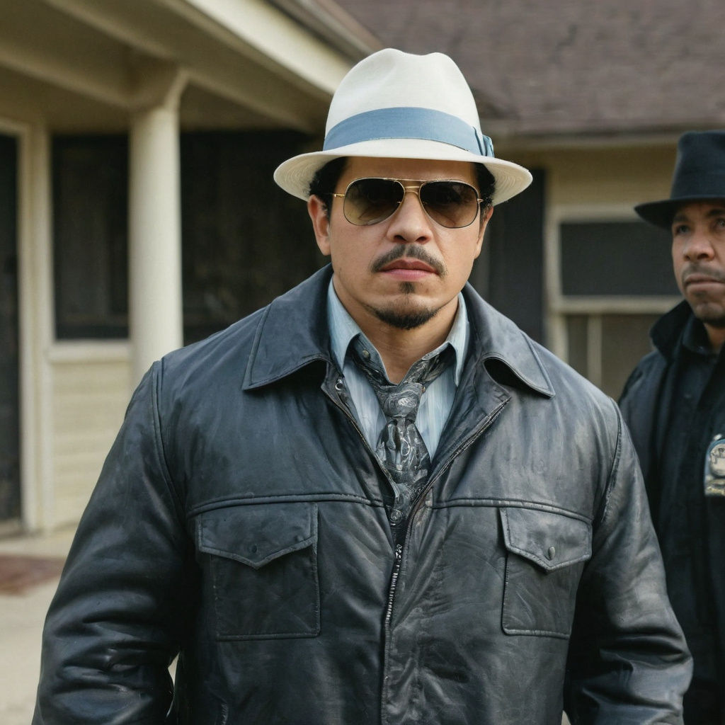 Gritty Undercover Detective Raid Scene in Urban Landscape