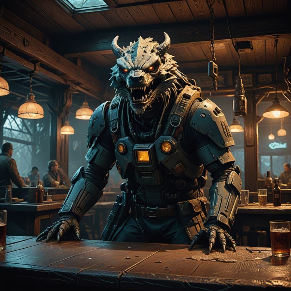 Predator in a Wild West Saloon