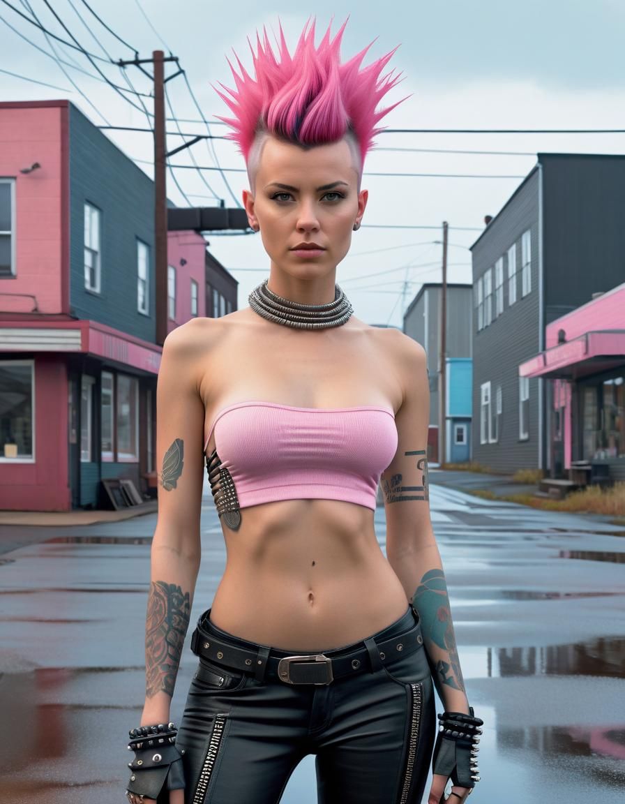 Punk Woman Portrait in Photorealistic Style