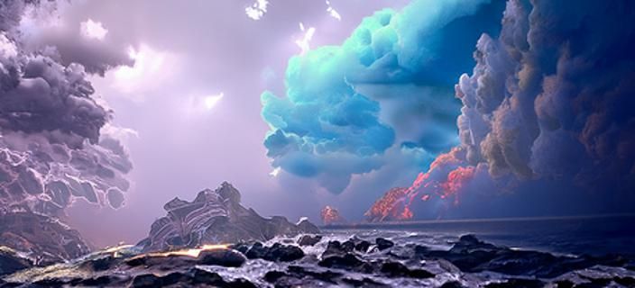 Intense Storm Over Raging Ocean in Photorealistic Style