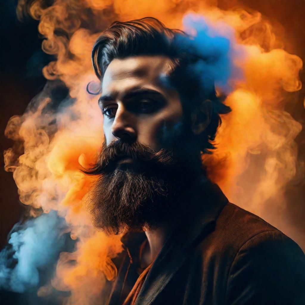 Smoky Beard Portrait in Surreal Digital Art Style