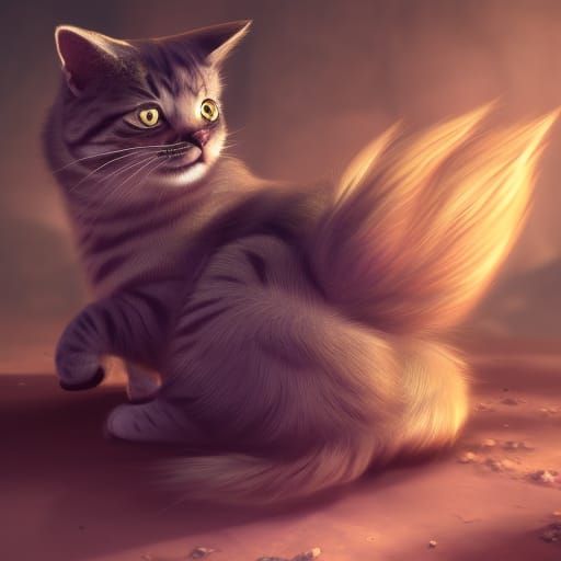 Cute Cat in Detailed Fantasy Art