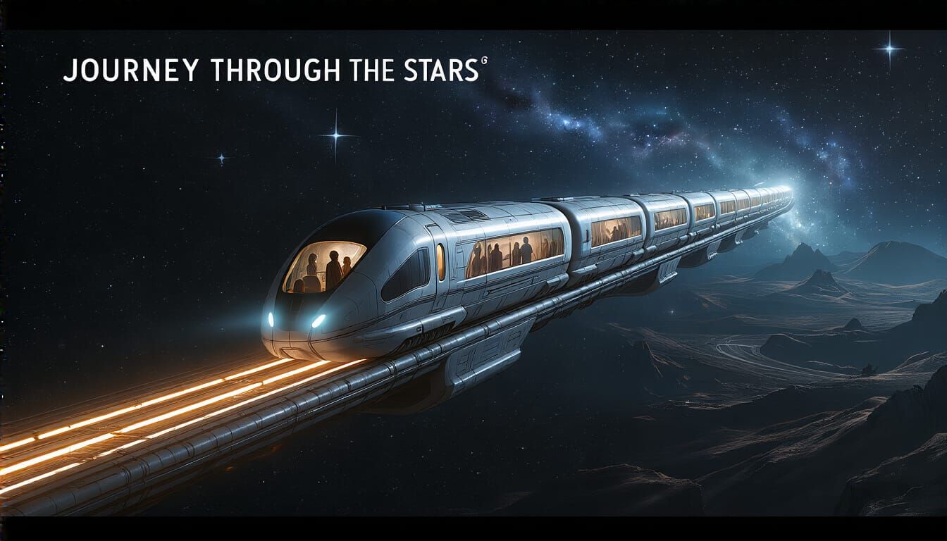 Futuristic Space Train on a Journey Through the Stars