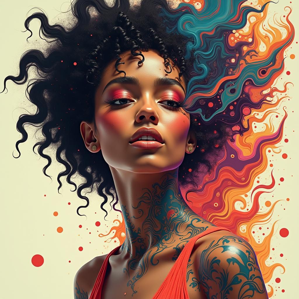 Fantasy Urban Woman in Dynamic Displacement