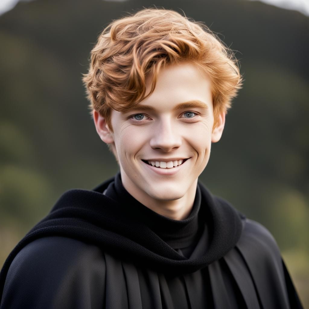 Handsome Boy with Cape in Fantasy Setting