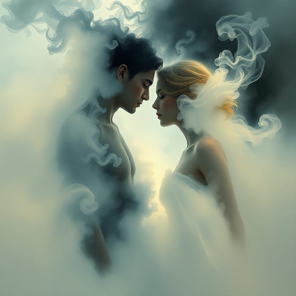 Ethereal Souls Meeting in a Surreal Landscape