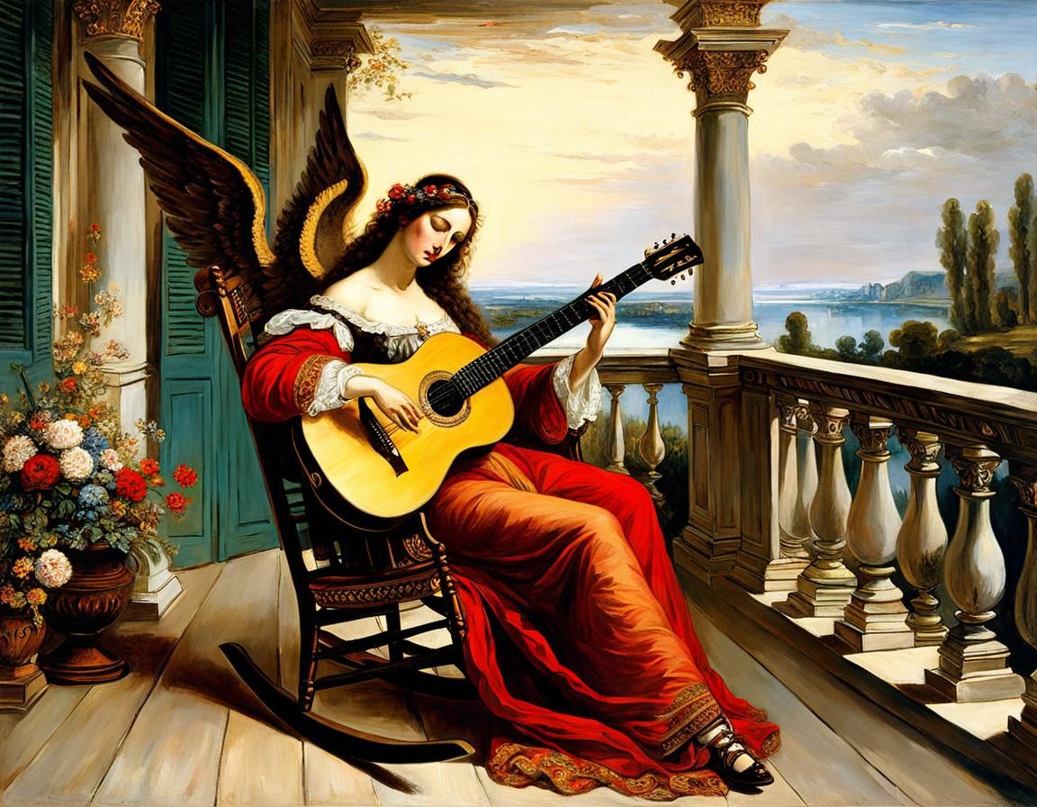 Lakeside Guitarist: A Symbolic Masterpiece