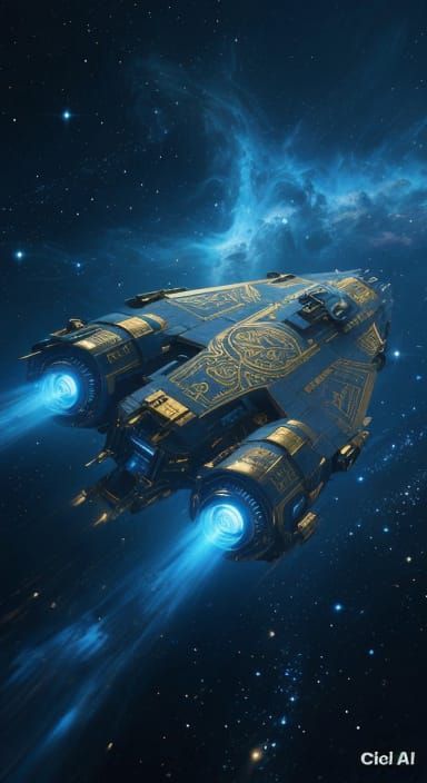 Colossal Starship Glides Through Cosmic Void