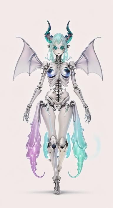 Rainbow Slime Dragon Girl with Metal Skeleton