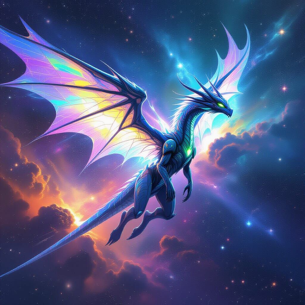 Angel Kaiju Alien Cosmic Space Dragon in Sci-Fi Style