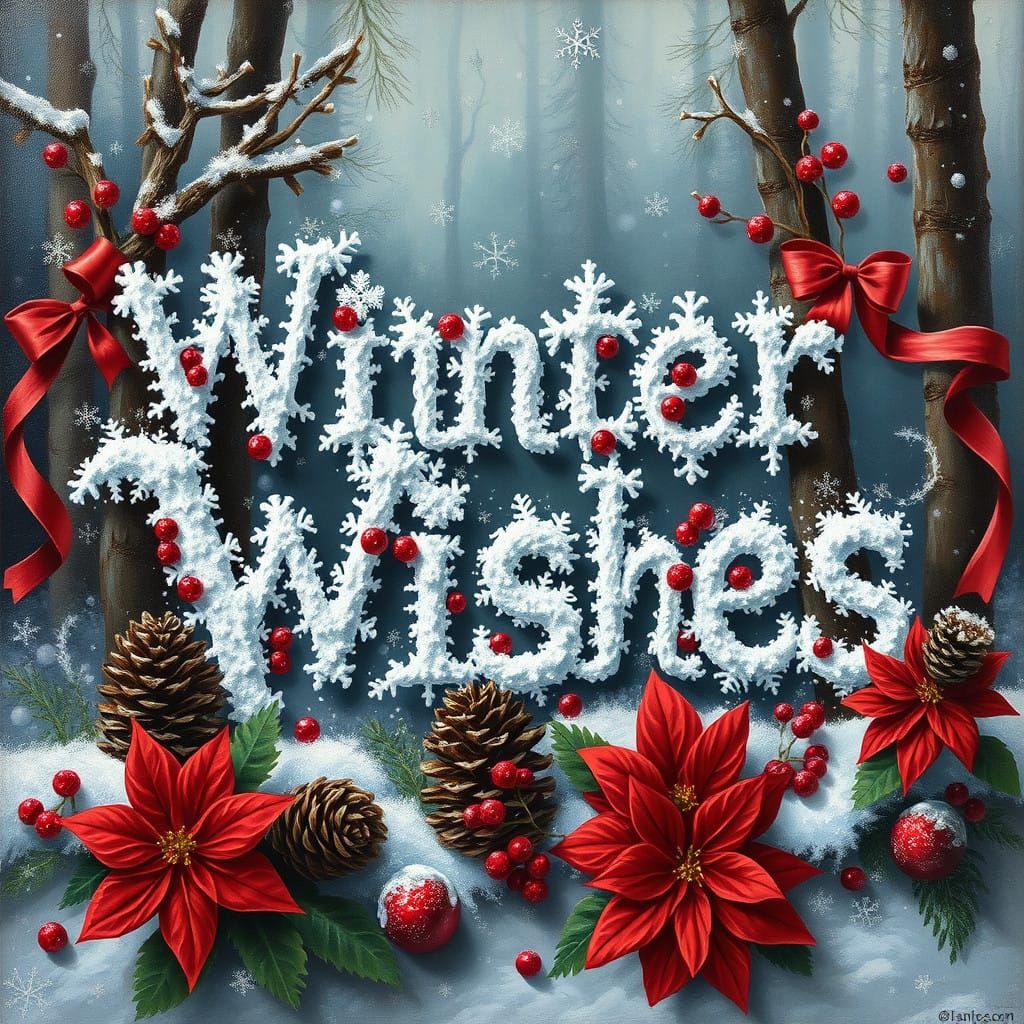 Winter Wishes in Tim Burton Style Oil Painting