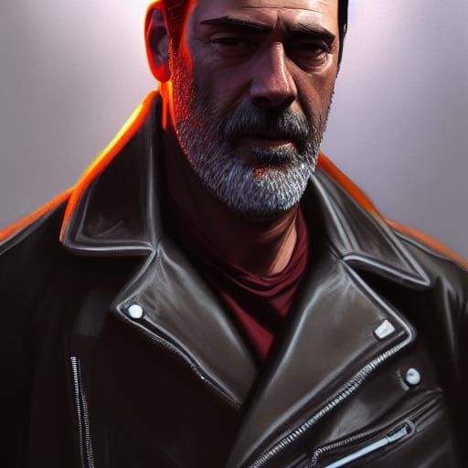 Negan Portrait in Hyperdetailed Digital Art Style