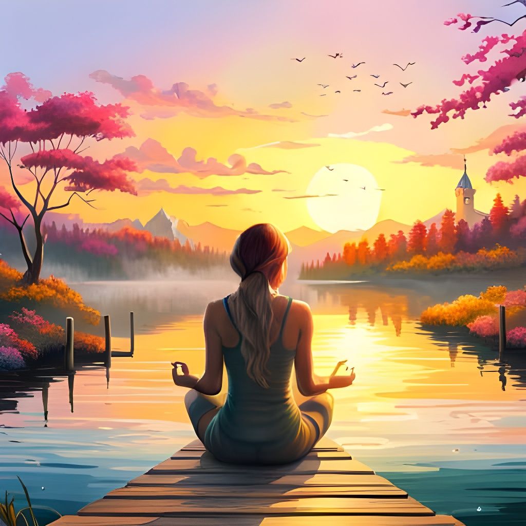 Lakeside Sunrise Reflection: Hyperdetailed Digital Art