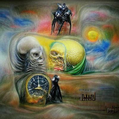 Surreal Death Time Painting in Impressionistic Style