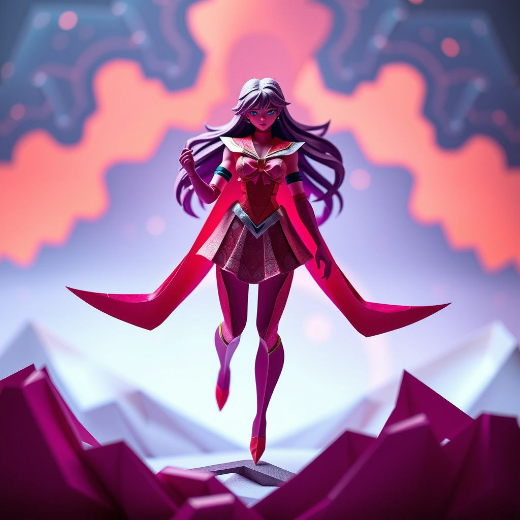 Origami Papercraft: Sailor Mars in Paper Folds