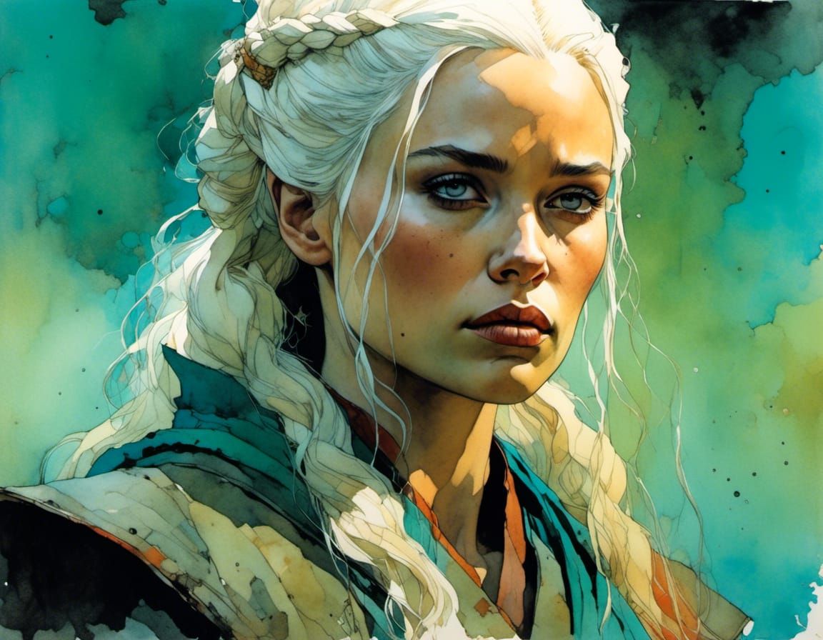 Striking Portrait of Daenerys with Bright Colors
