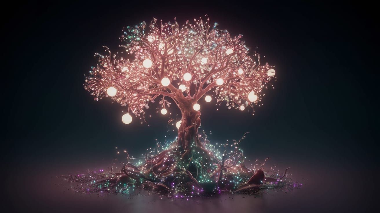Mystical Tree with Glowing Orbs