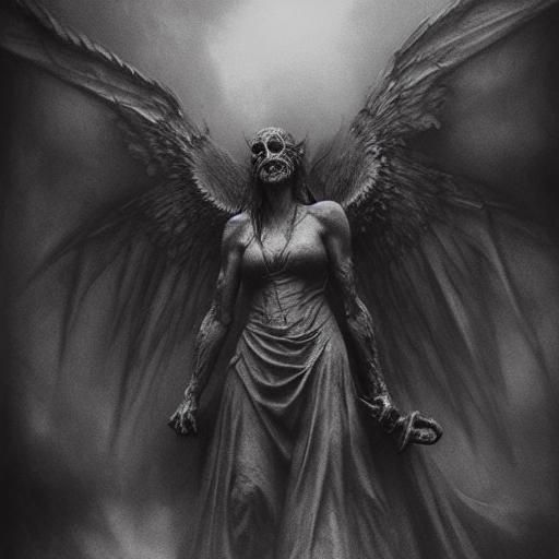 Creepy Demon Gargoyle in Hyper Detailed Charcoal Drawing